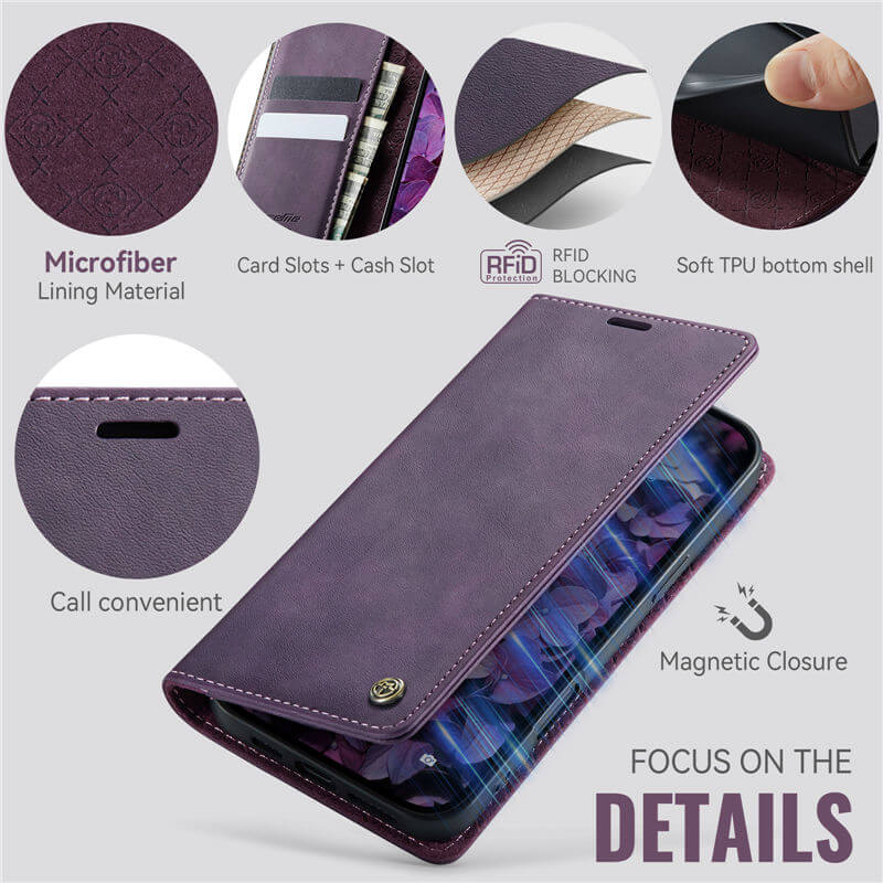 CaseMe iPhone 16 Pro Max Magnetic Wallet Case with RFID Blocking
