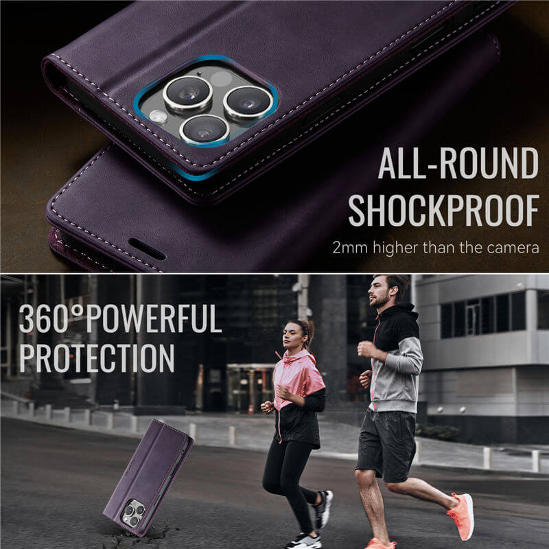 CaseMe iPhone 16 Pro Max Magnetic Wallet Case with RFID Blocking