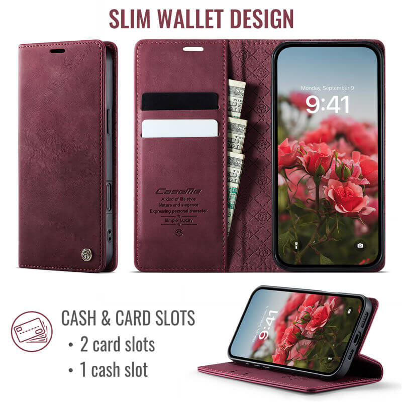 CaseMe iPhone 16 Pro Magnetic Wallet Case with RFID Blocking