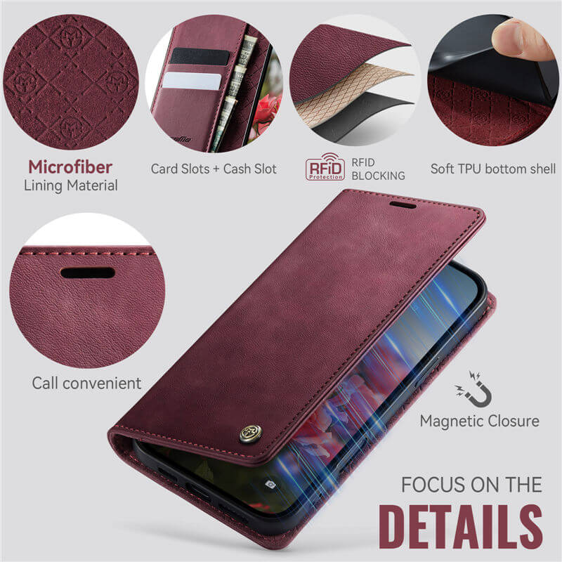 CaseMe iPhone 16 Pro Magnetic Wallet Case with RFID Blocking