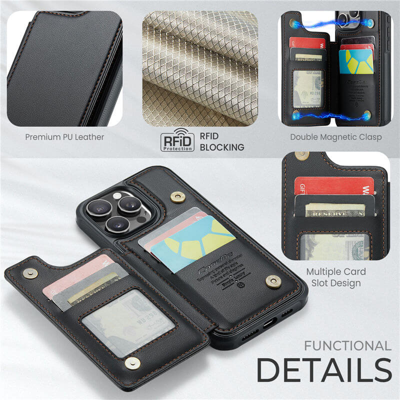 CaseMe iPhone 16 Pro Max RFID Blocking Card Holder Case