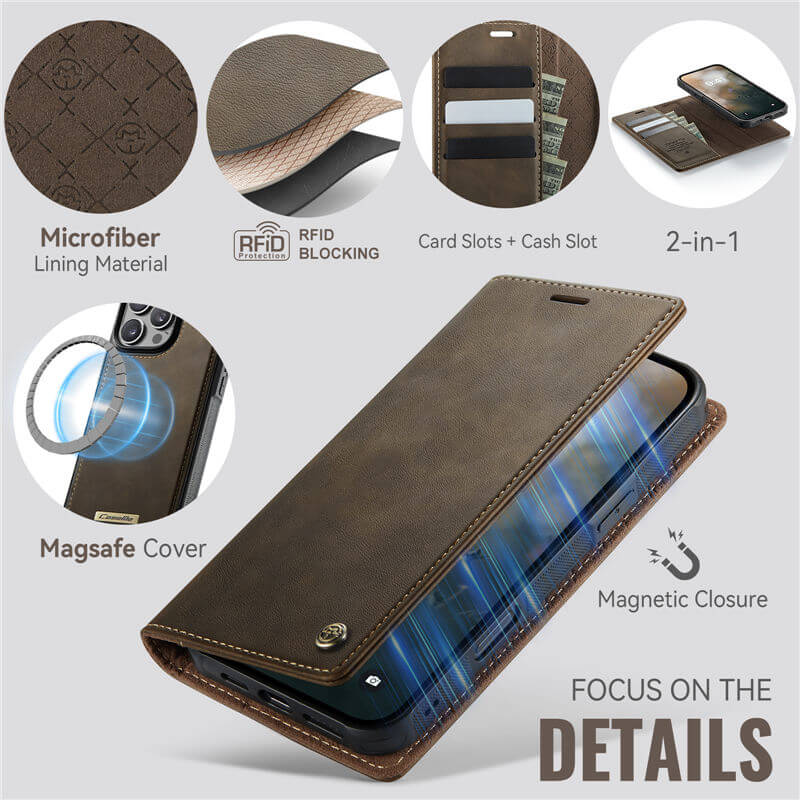 CaseMe iPhone 16 Pro 2-in-1 Magnetic Wallet Case