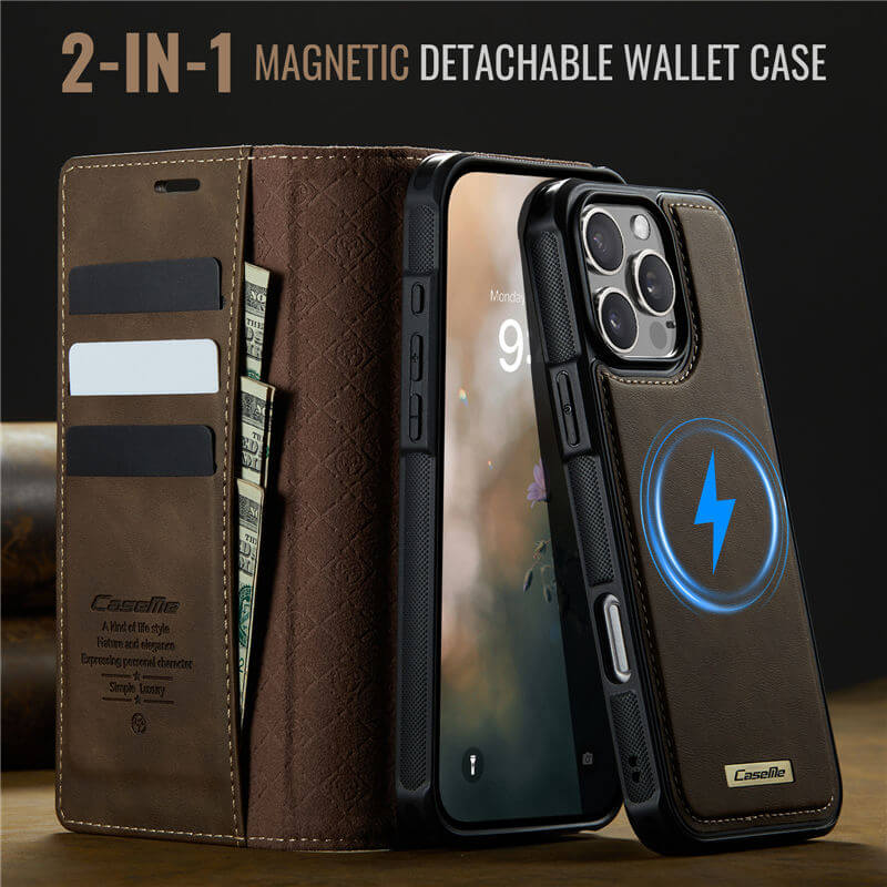CaseMe iPhone 16 Pro 2-in-1 Magnetic Wallet Case