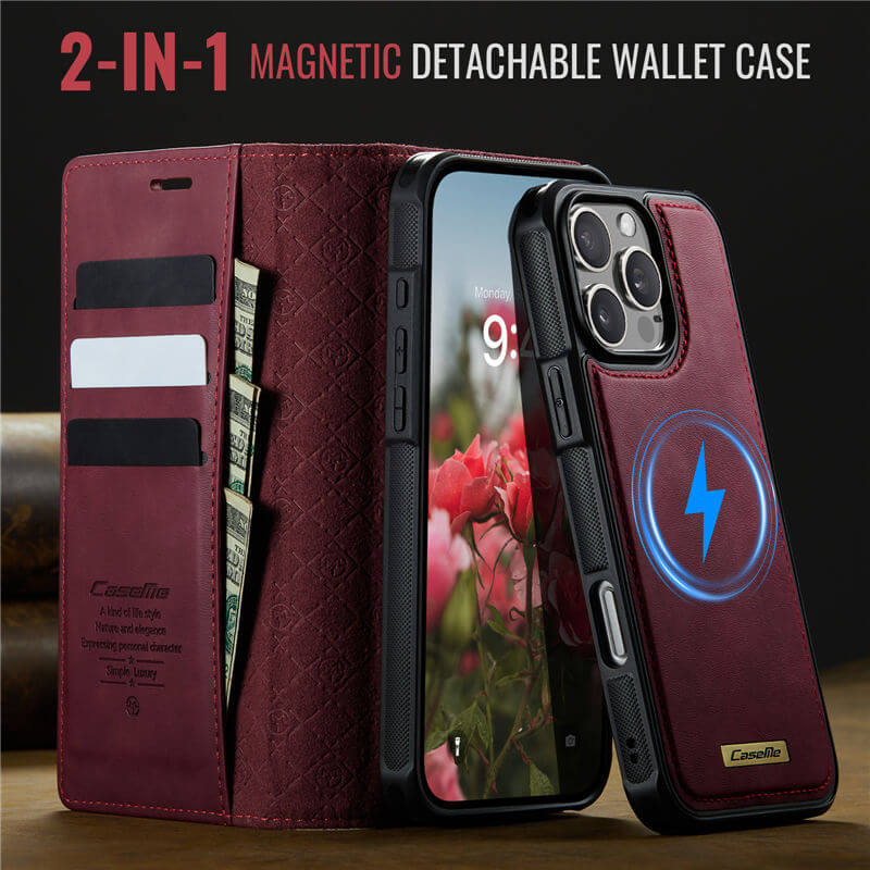CaseMe iPhone 16 Pro 2-in-1 Magnetic Wallet Case