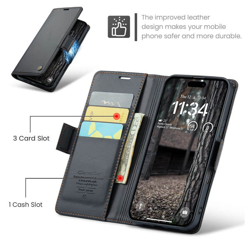 CaseMe iPhone 16 Pro Max Wallet RFID Blocking Case