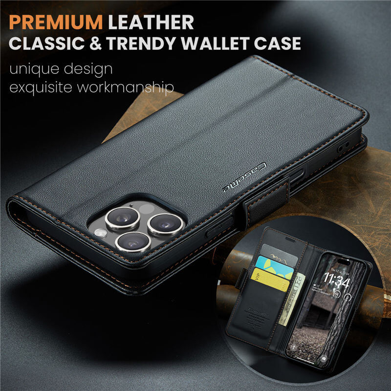 CaseMe iPhone 16 Pro Wallet RFID Blocking Case