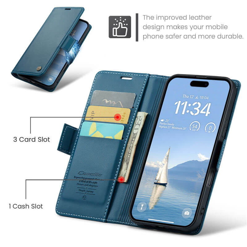 CaseMe iPhone 16 Pro Max Wallet RFID Blocking Case