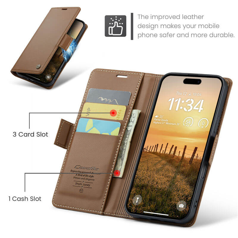 CaseMe iPhone 16 Pro Max Wallet RFID Blocking Case