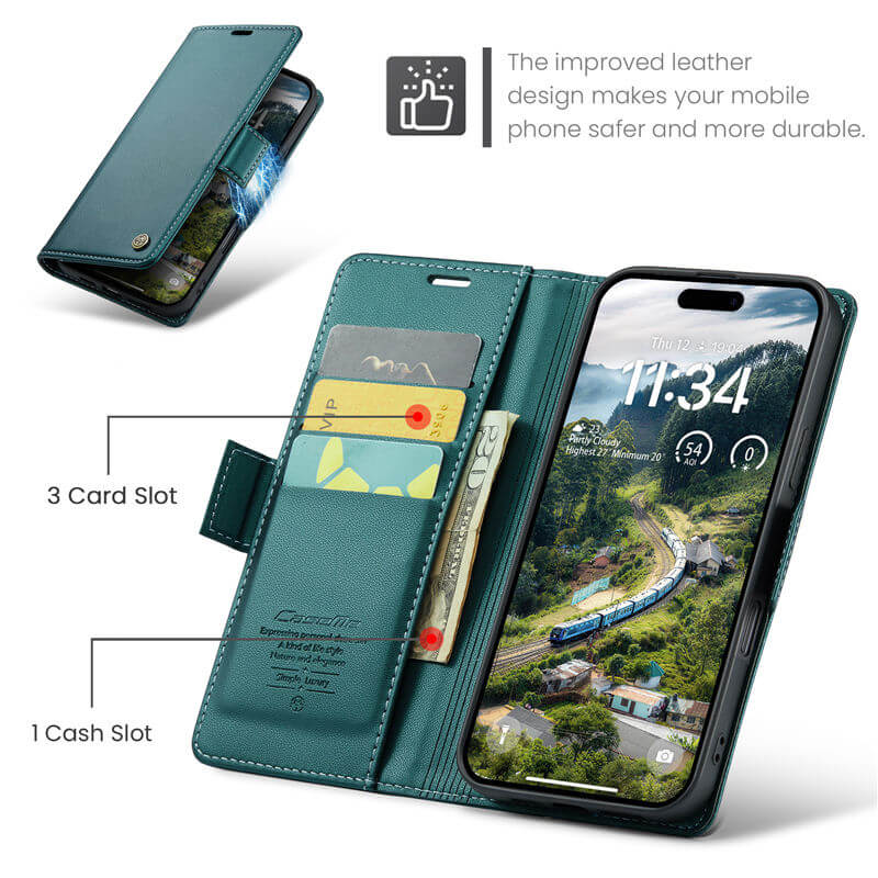 CaseMe iPhone 16 Pro Wallet RFID Blocking Case