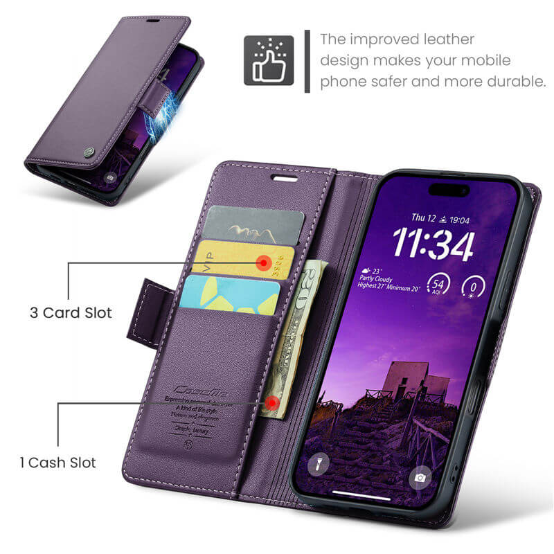 CaseMe iPhone 16 Pro Wallet RFID Blocking Case