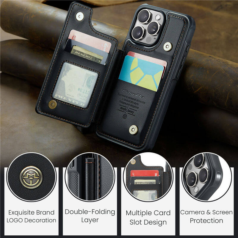 CaseMe iPhone 16 Pro Max Wallet Case with Wrist Strap