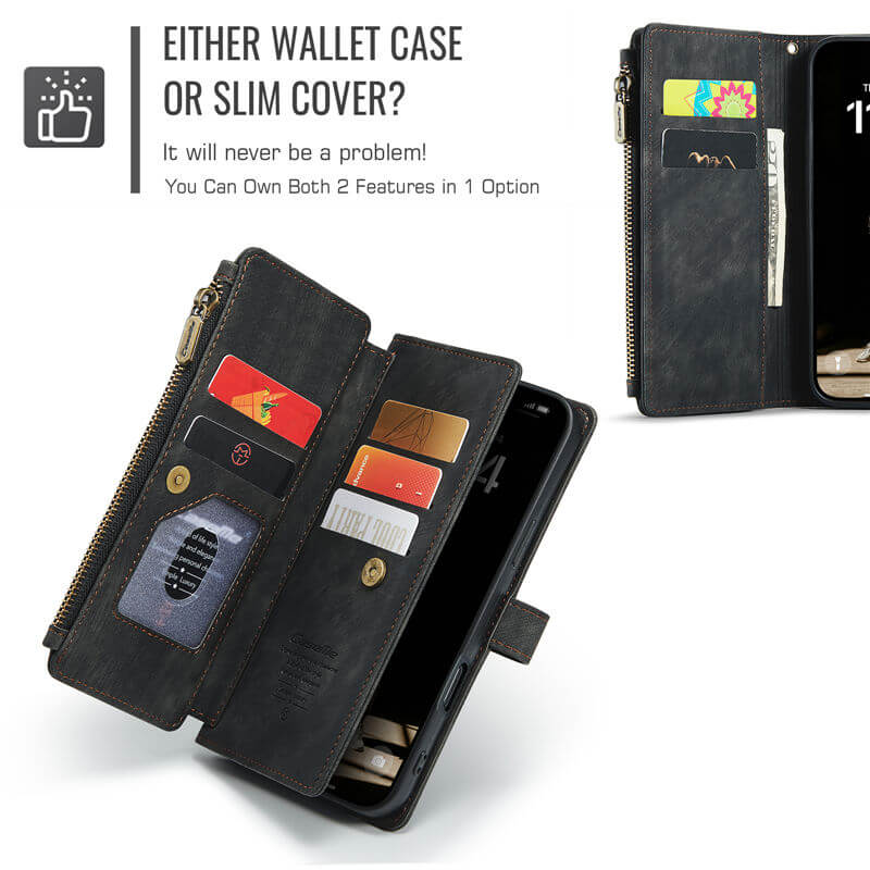 CaseMe iPhone 16 Pro Wallet Case with Wrist Strap