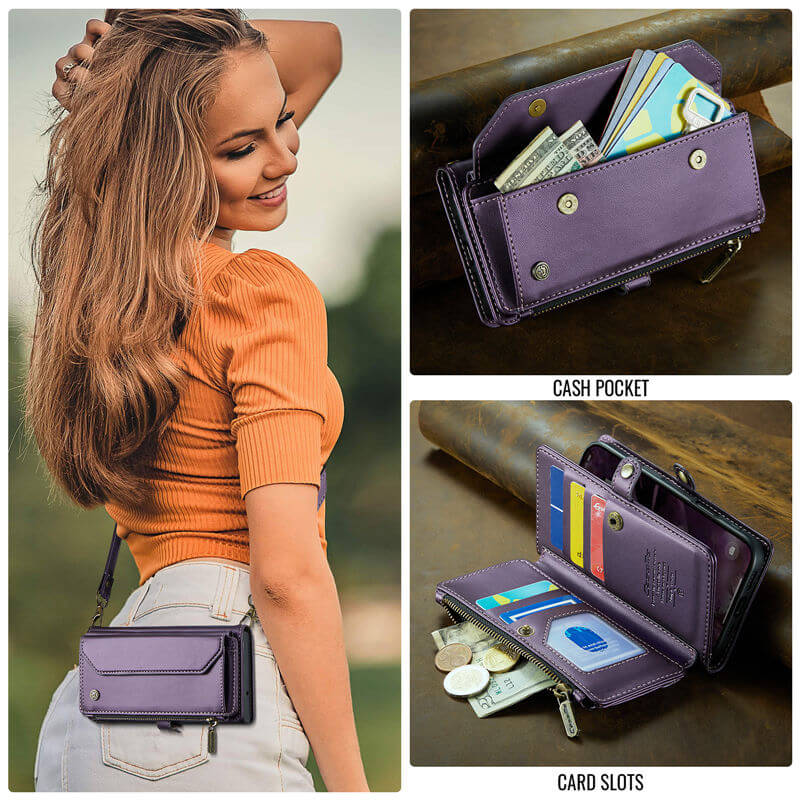 CaseMe iPhone 16 Wallet RFID Blocking Crossbody Phone Case