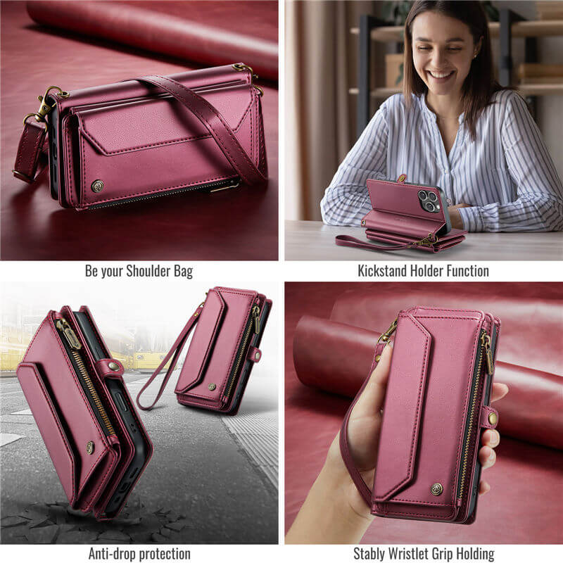 CaseMe iPhone 16 Wallet RFID Blocking Crossbody Phone Case