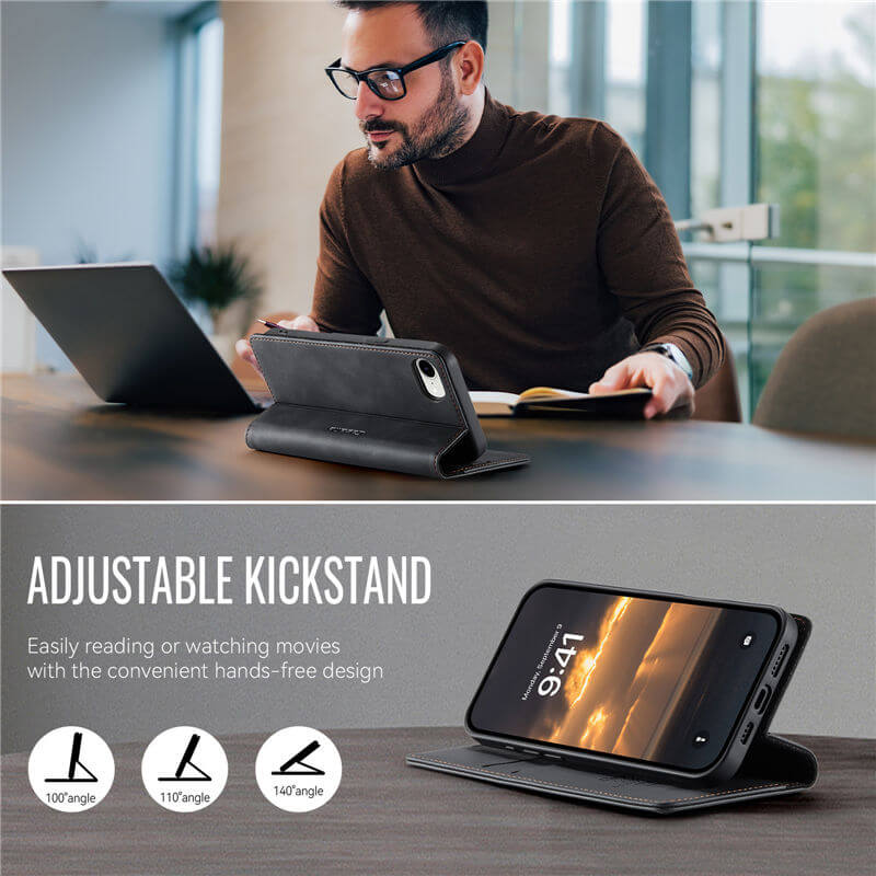 CaseMe iPhone 16E Magnetic Wallet Case with RFID Blocking