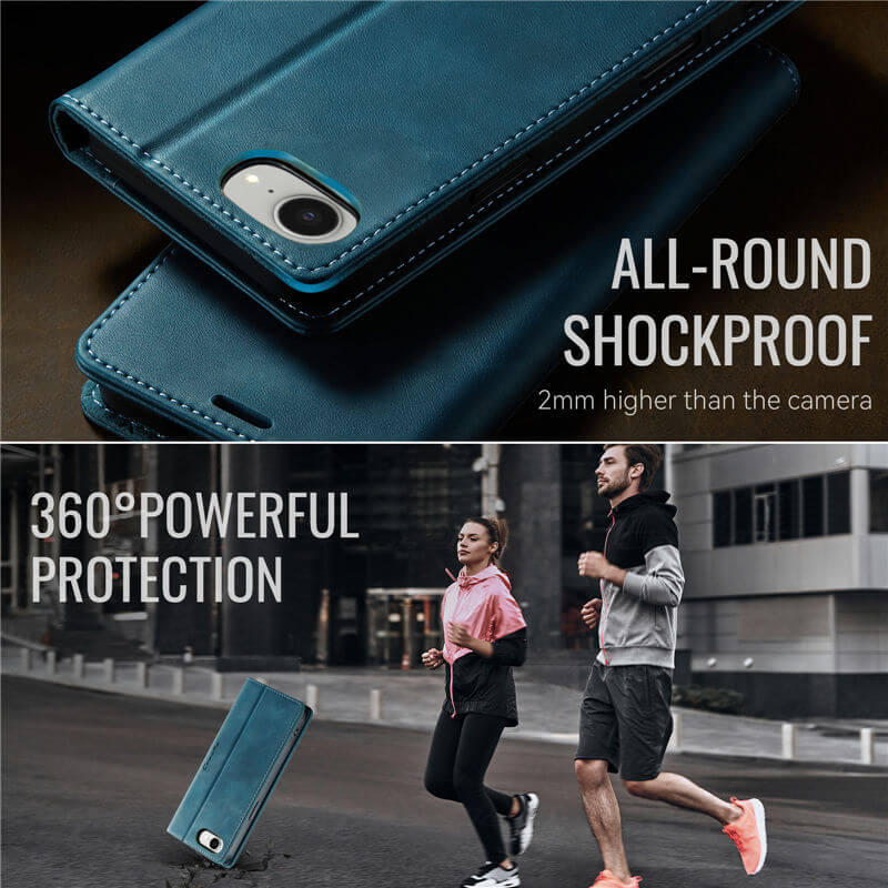 CaseMe iPhone 16E Magnetic Wallet Case with RFID Blocking