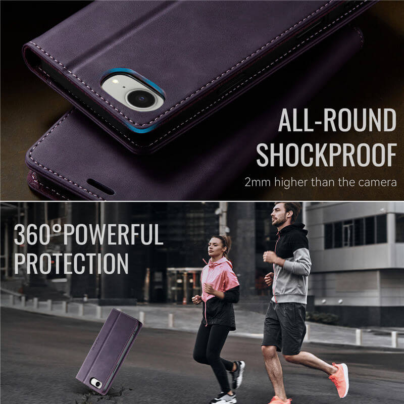CaseMe iPhone 16E Magnetic Wallet Case with RFID Blocking