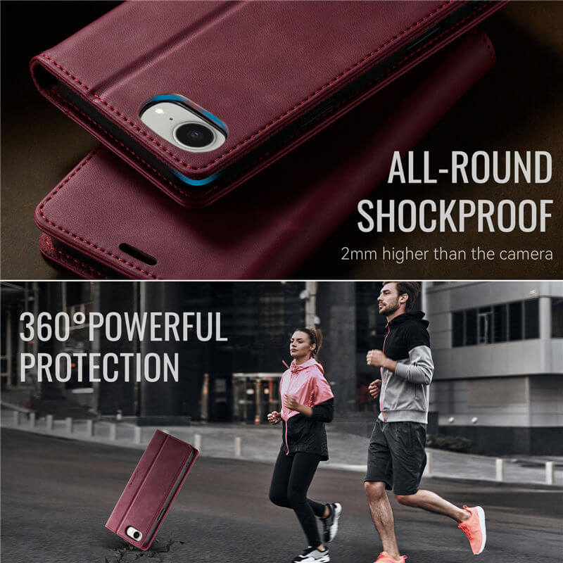 CaseMe iPhone 16E Magnetic Wallet Case with RFID Blocking