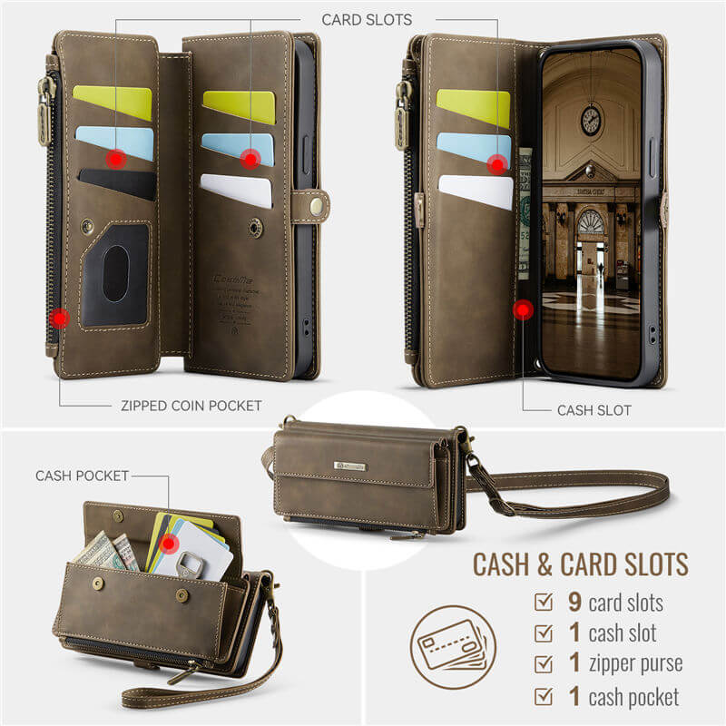 CaseMe iPhone 16e Crossbody Wallet Case