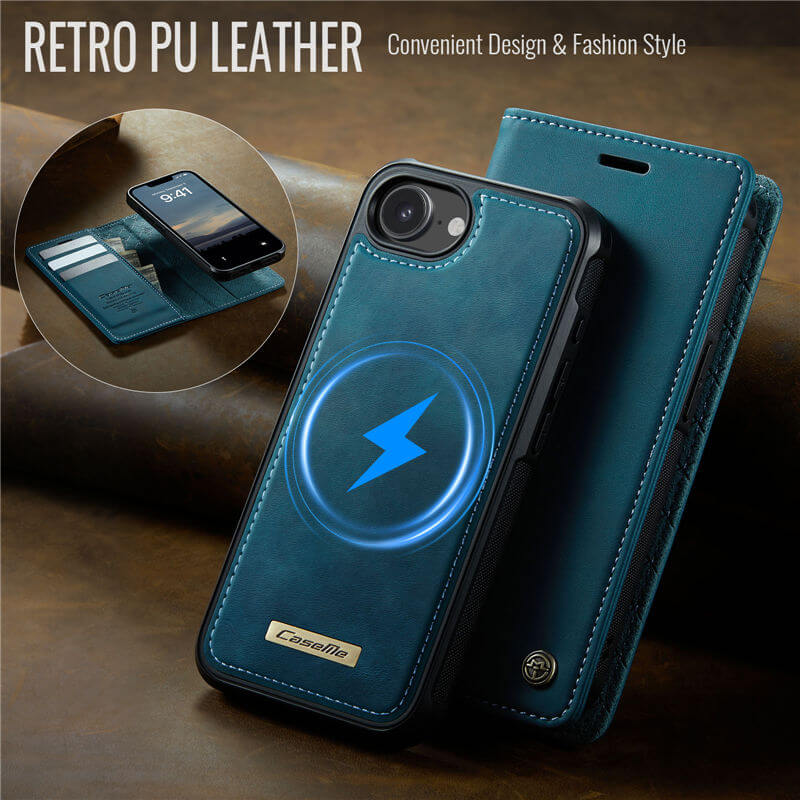 CaseMe iPhone 16E 2-in-1 Magnetic Wallet Case