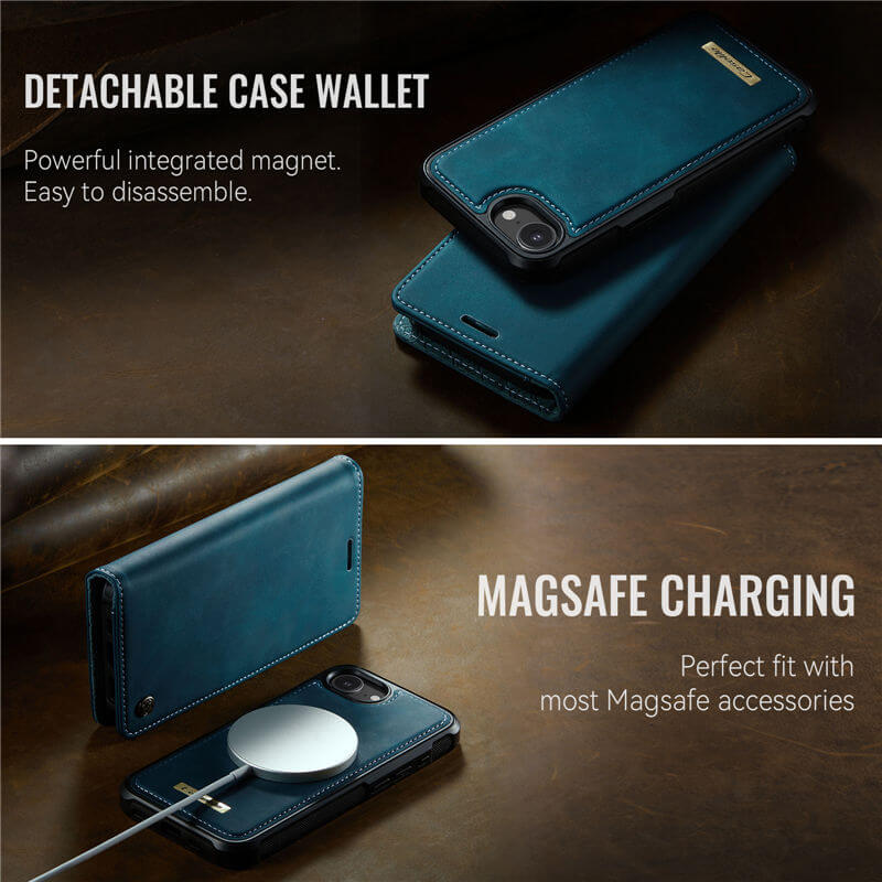 CaseMe iPhone 16E 2-in-1 Magnetic Wallet Case