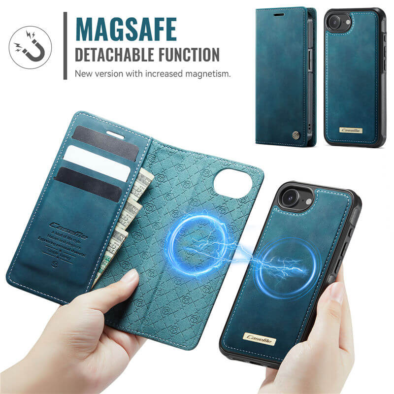 CaseMe iPhone 16E 2-in-1 Magnetic Wallet Case