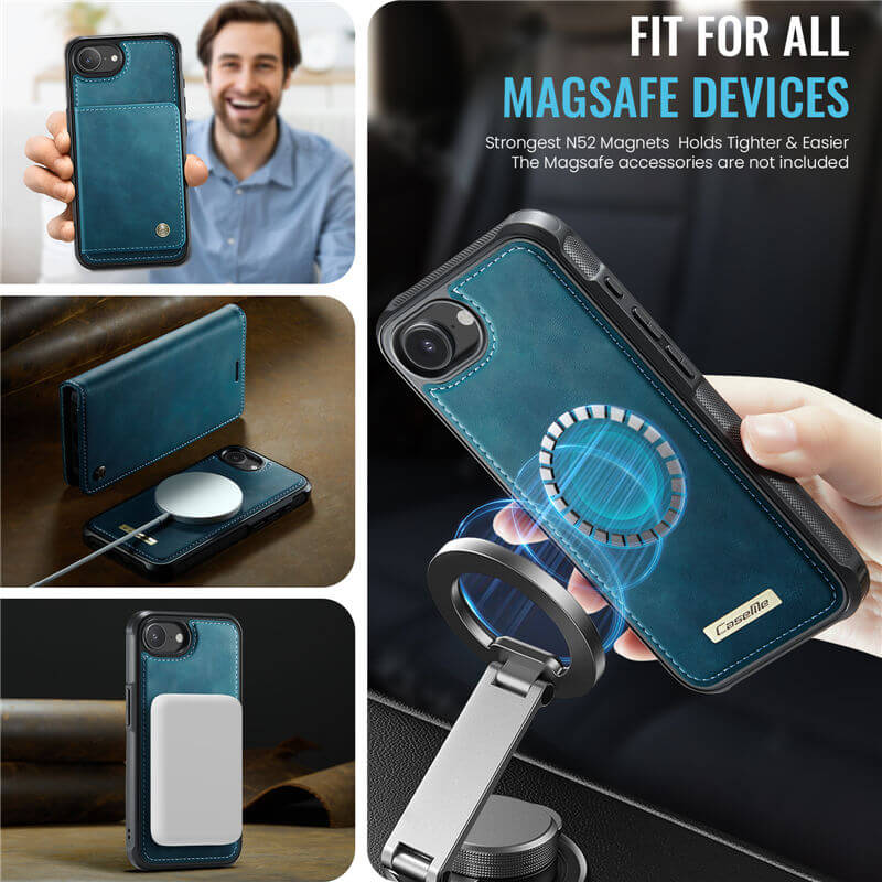 CaseMe iPhone 16E 2-in-1 Magnetic Wallet Case