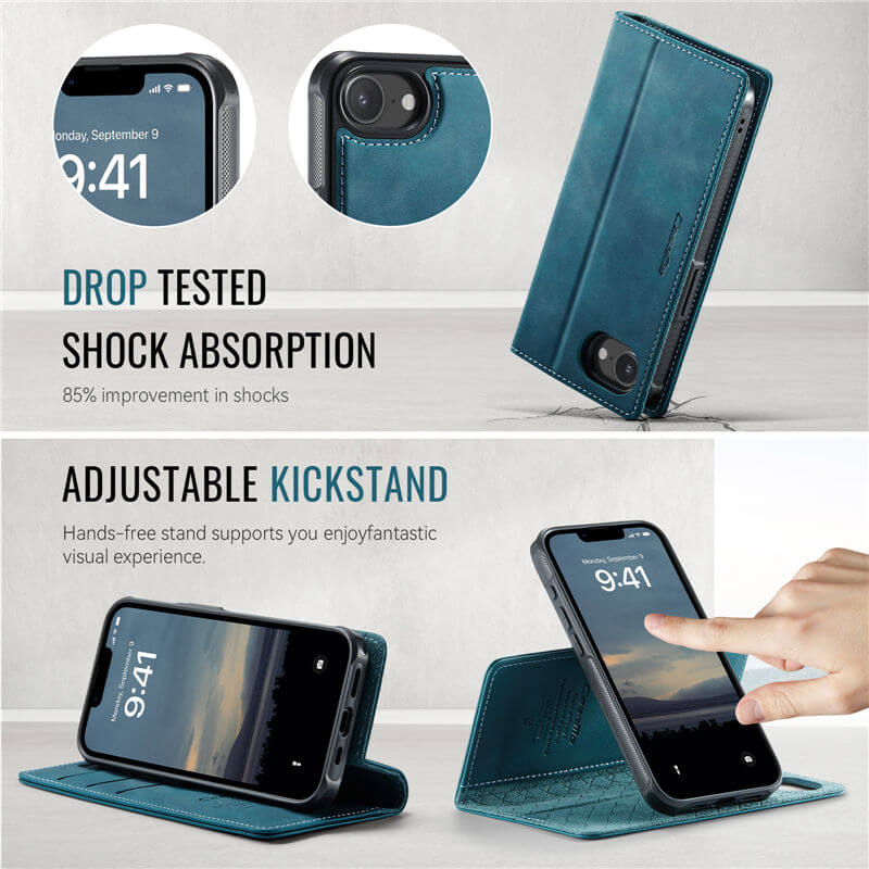 CaseMe iPhone 16E 2-in-1 Magnetic Wallet Case