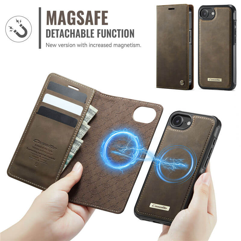 CaseMe iPhone 16E 2-in-1 Magnetic Wallet Case