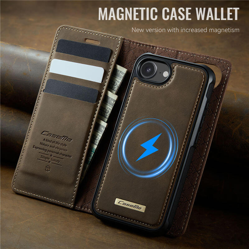 CaseMe iPhone 16E 2-in-1 Magnetic Wallet Case