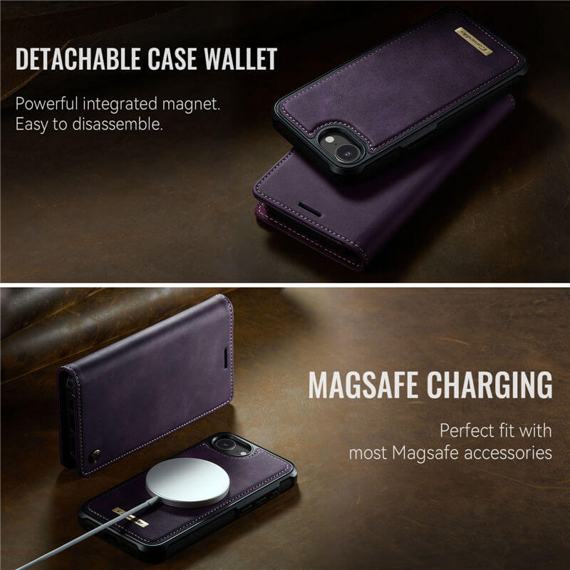 CaseMe iPhone 16E 2-in-1 Magnetic Wallet Case
