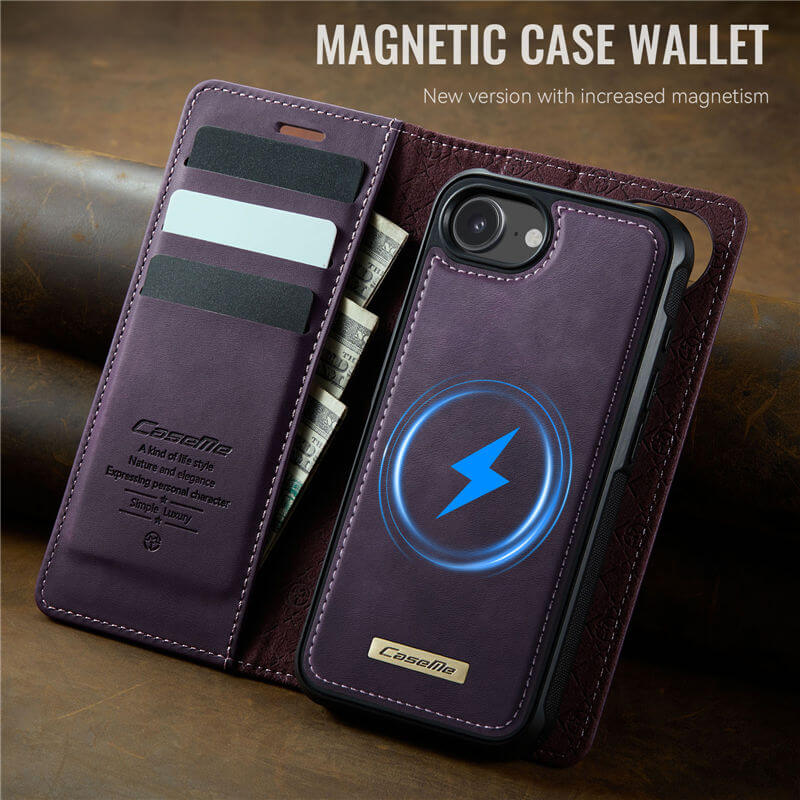 CaseMe iPhone 16E 2-in-1 Magnetic Wallet Case