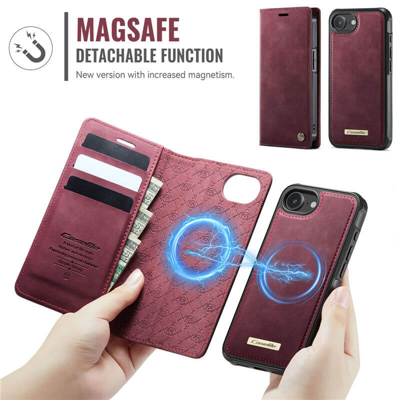 CaseMe iPhone 16E 2-in-1 Magnetic Wallet Case
