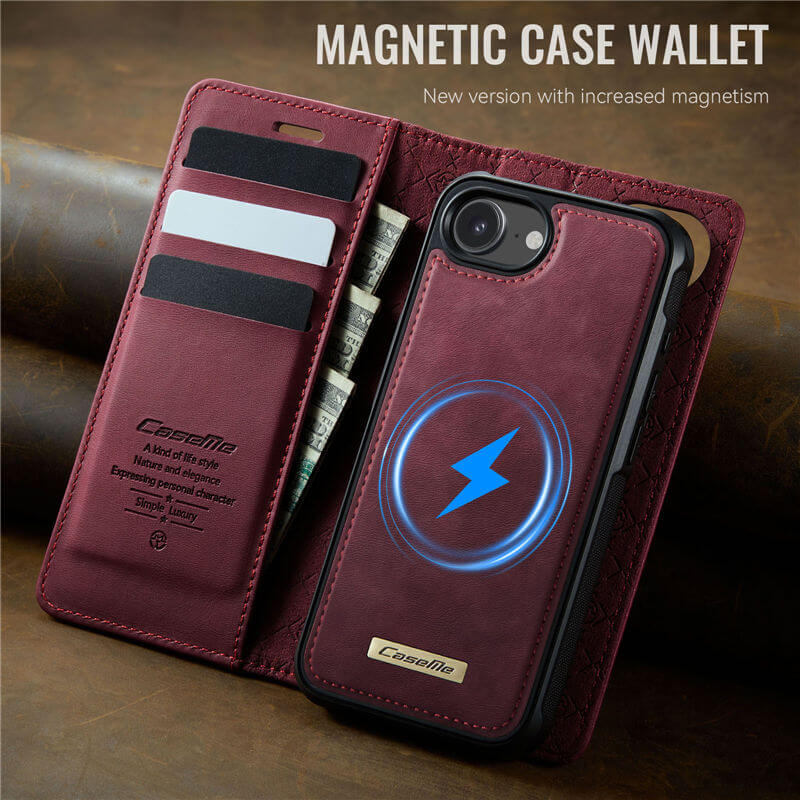 CaseMe iPhone 16E 2-in-1 Magnetic Wallet Case