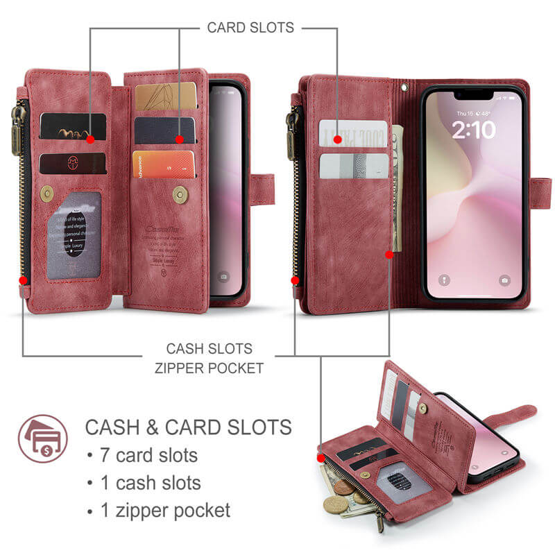 CaseMe iPhone 16e Wallet Case with Wrist Strap