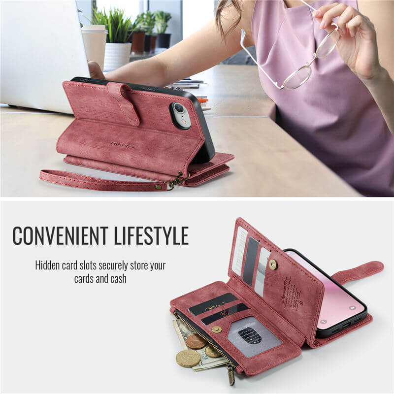 CaseMe iPhone 16e Wallet Case with Wrist Strap