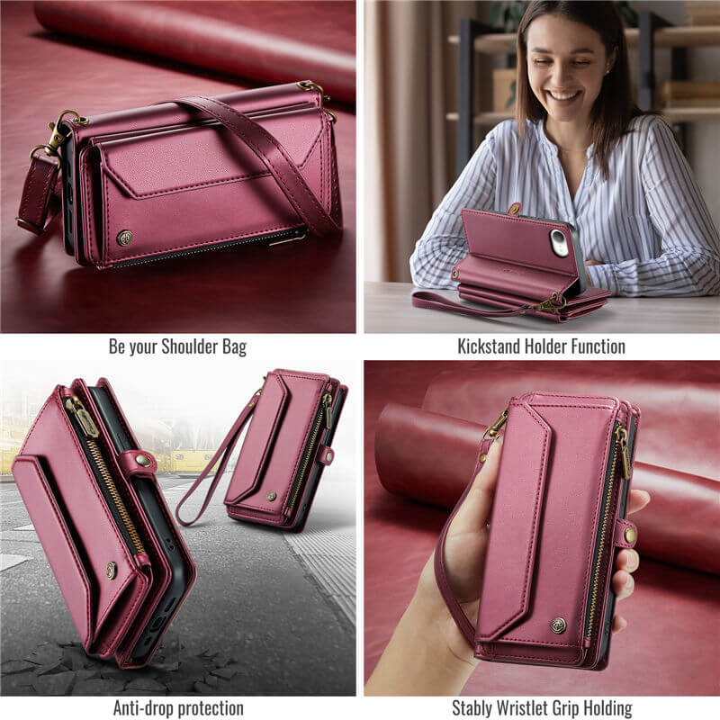 CaseMe iPhone 16e Wallet RFID Blocking Crossbody Phone Case