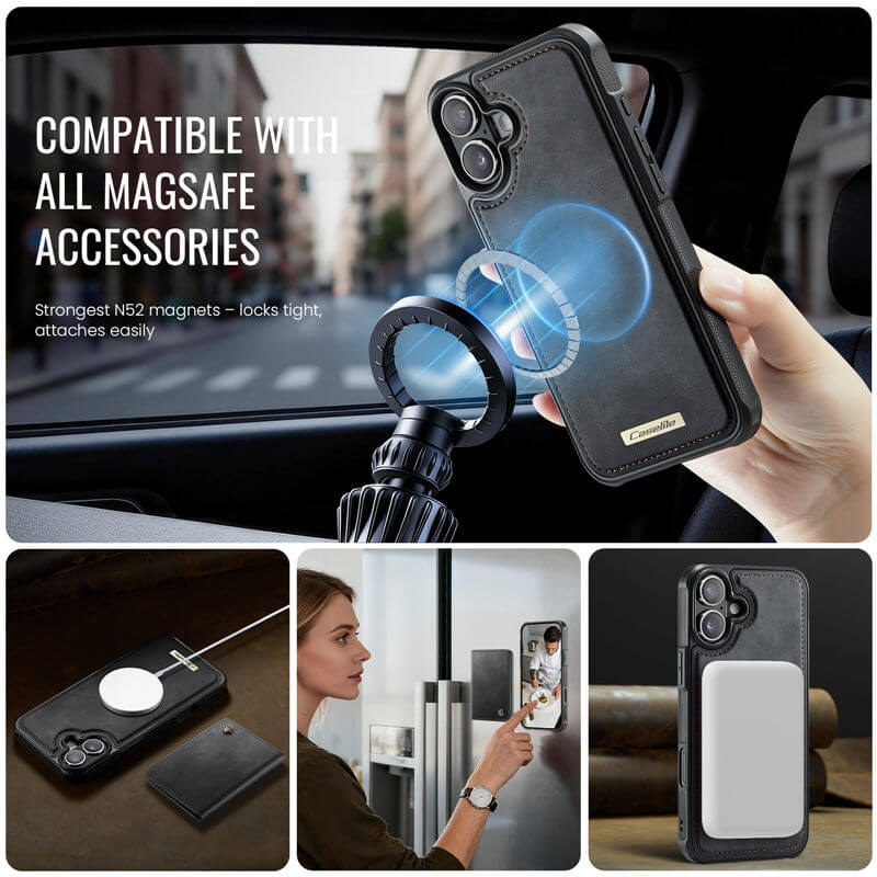 CaseMe iPhone 16 2-in-1 Detachable Magnetic Wallet Case