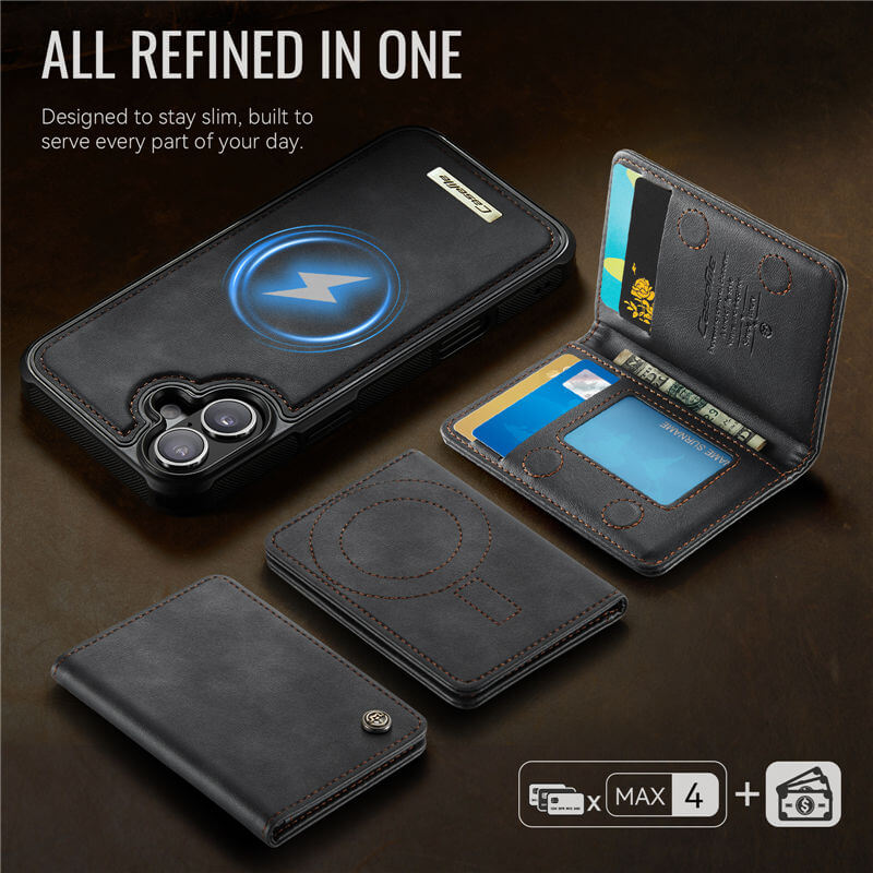 CaseMe iPhone 16 2-in-1 Detachable Magnetic Wallet Case