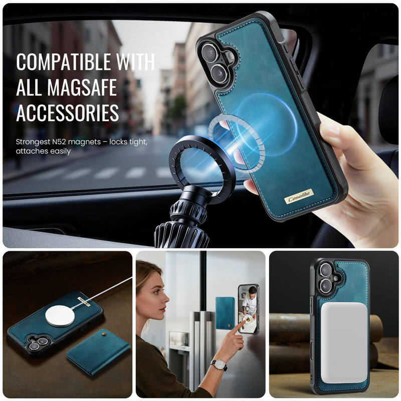 CaseMe iPhone 16 2-in-1 Detachable Magnetic Wallet Case