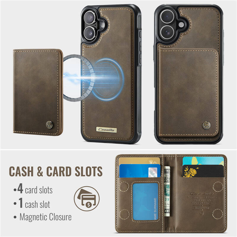 CaseMe iPhone 16 Plus 2-in-1 Detachable Magnetic Wallet Case