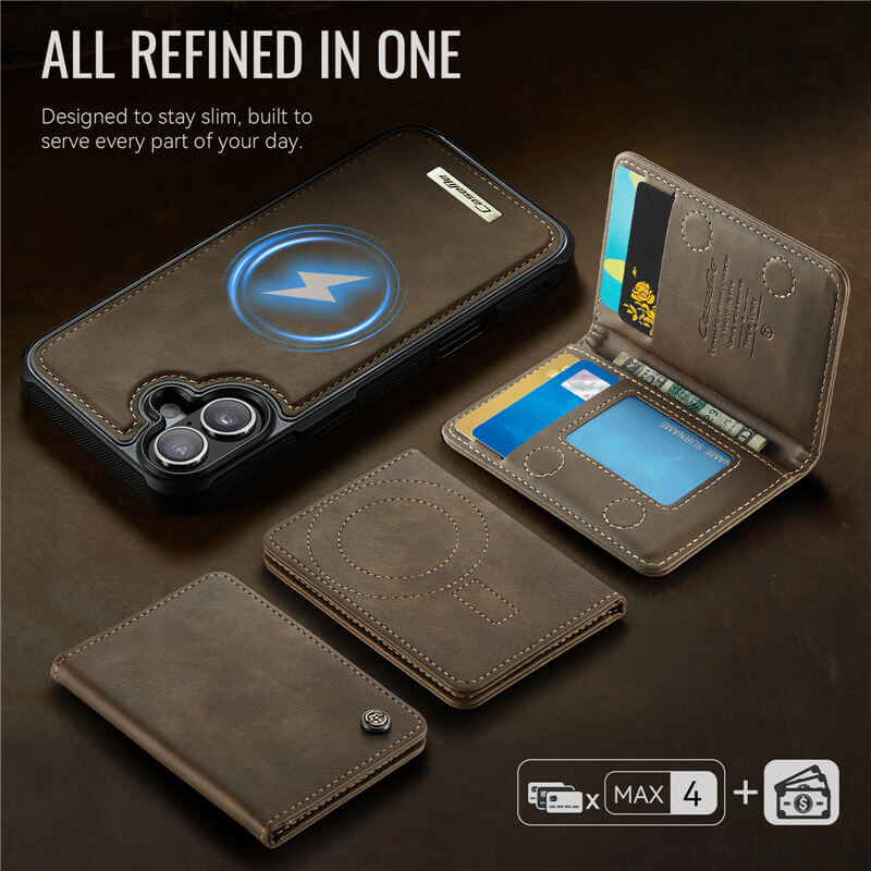 CaseMe iPhone 16 Plus 2-in-1 Detachable Magnetic Wallet Case