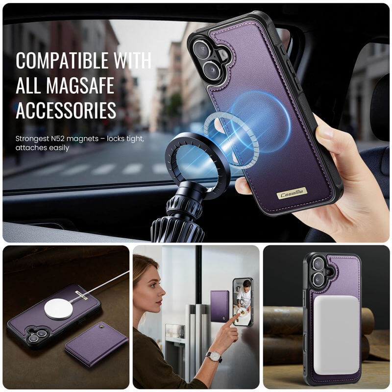 CaseMe iPhone 16 2-in-1 Detachable Magnetic Wallet Case