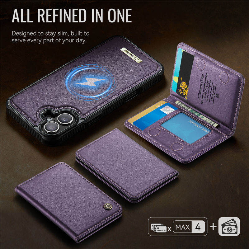 CaseMe iPhone 16 2-in-1 Detachable Magnetic Wallet Case