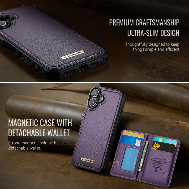 CaseMe iPhone 16 2-in-1 Detachable Magnetic Wallet Case