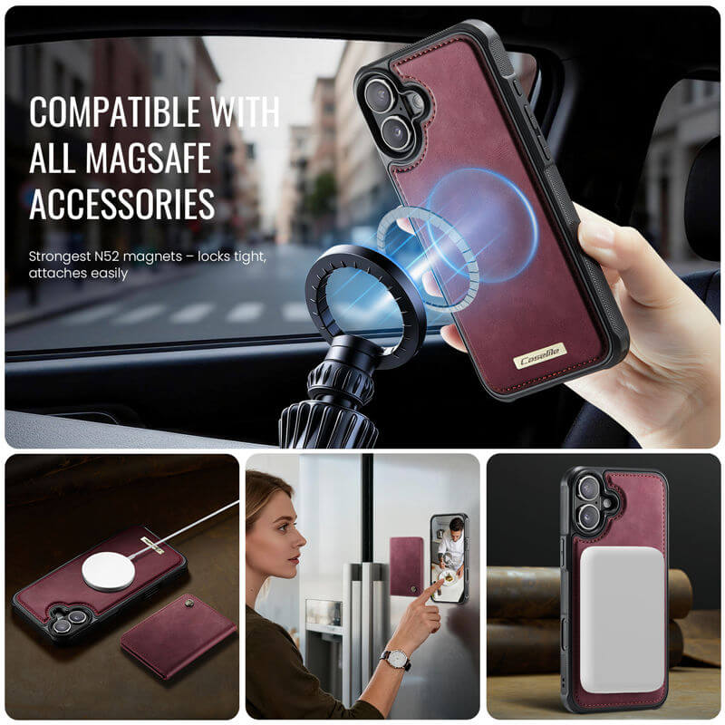 CaseMe iPhone 16 2-in-1 Detachable Magnetic Wallet Case