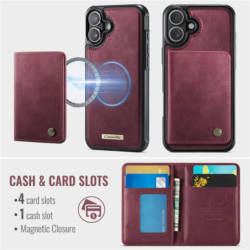 CaseMe iPhone 16 2-in-1 Detachable Magnetic Wallet Case