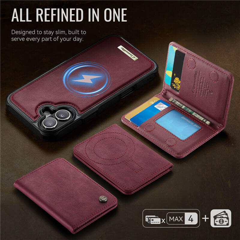 CaseMe iPhone 16 2-in-1 Detachable Magnetic Wallet Case