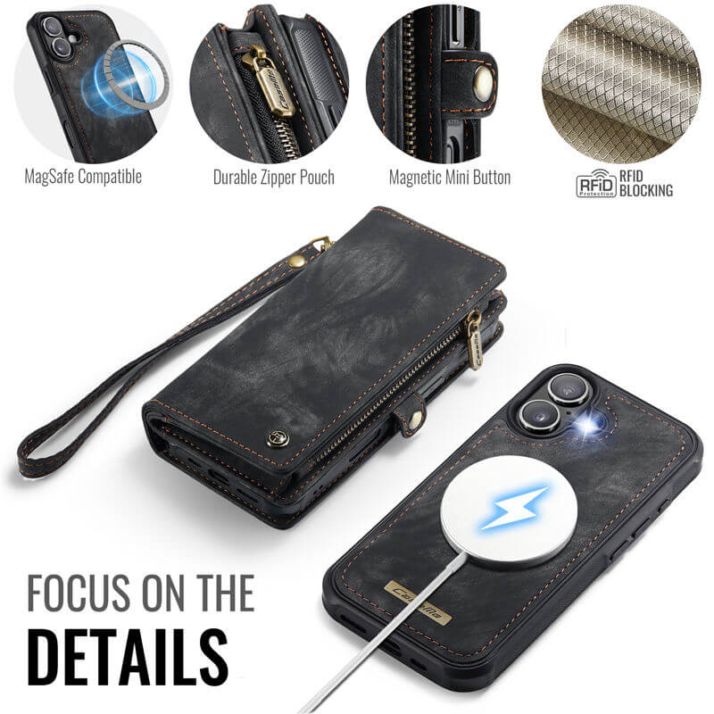 CaseMe iPhone 17 2-in-1 Magnetic RFID Wallet Case