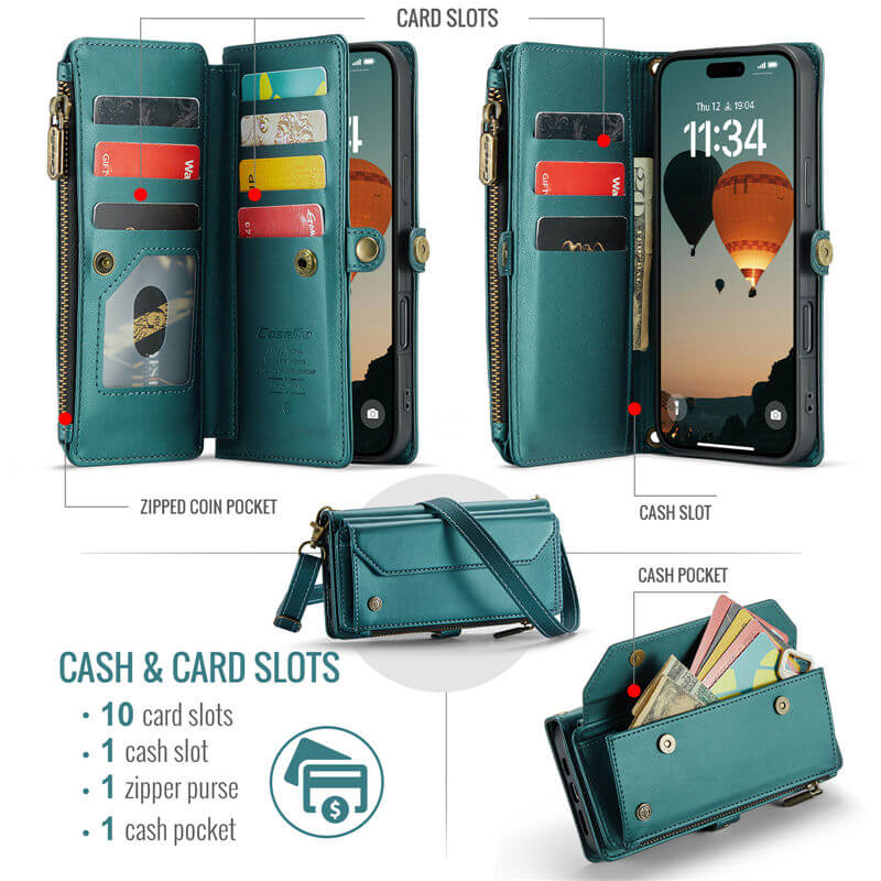 CaseMe iPhone Air Wallet RFID Blocking Crossbody Phone Case